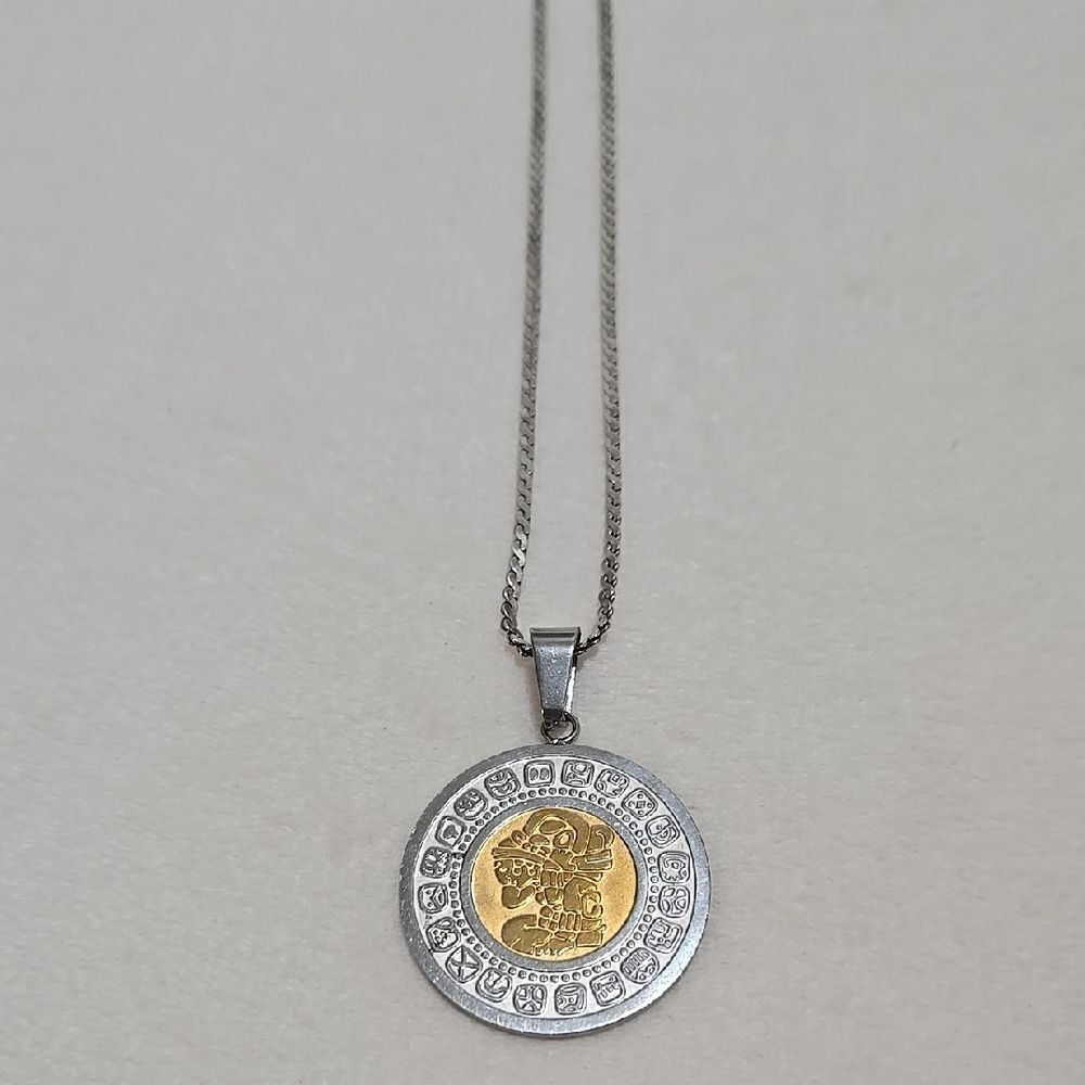 Silver Mayan Calendar Necklace - Picture 2 of 6